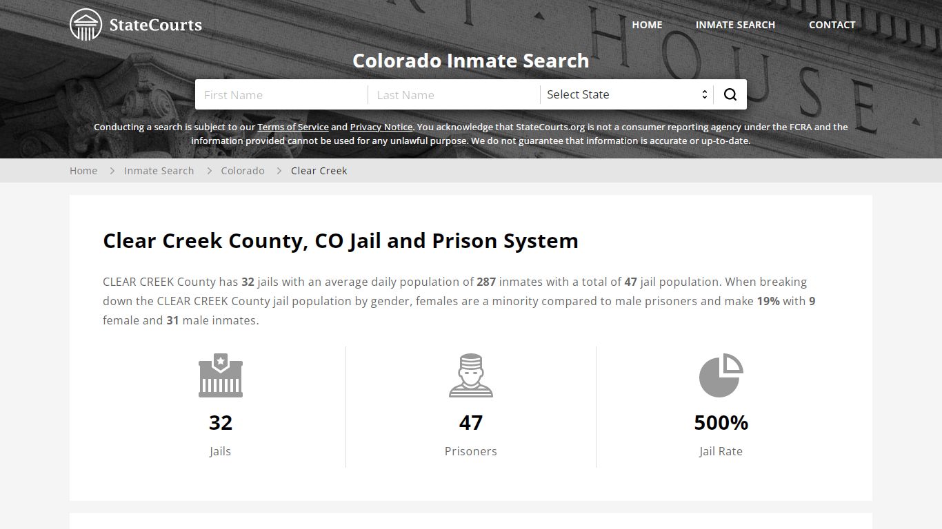 Clear Creek County, CO Inmate Search - StateCourts