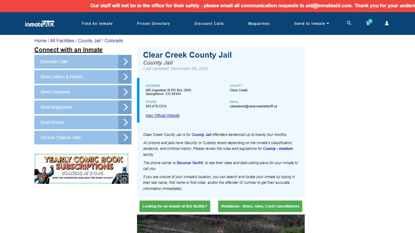 Clear Creek County Jail - Inmate Locator - Georgetown, CO