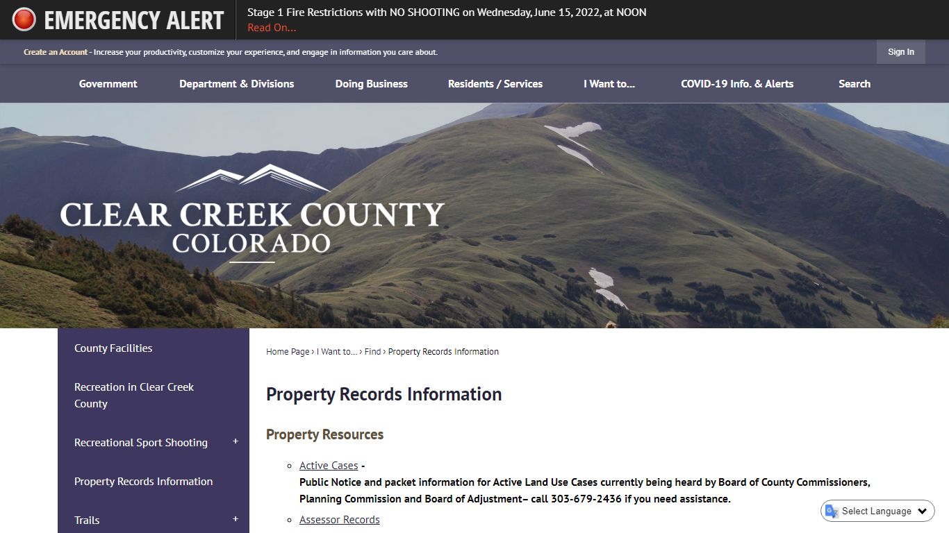 Search Records | Clear Creek County, CO - Official Website